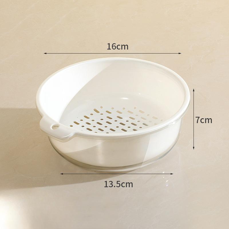 Household Transparent Vegetable Washing Basket Kitchen Draining Basket Double-layer Fruit Washing Basin Filter and Washing Basket