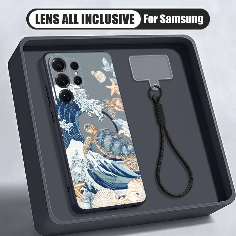 Blue and White Surfing Wave Case For Samsung S26 Ultra S25 FE S24 S24 Plus A57 A37 A17 A56 A36 A16 A55 A35 A15 A54 5G Hybrid Magnetic Matte Cover