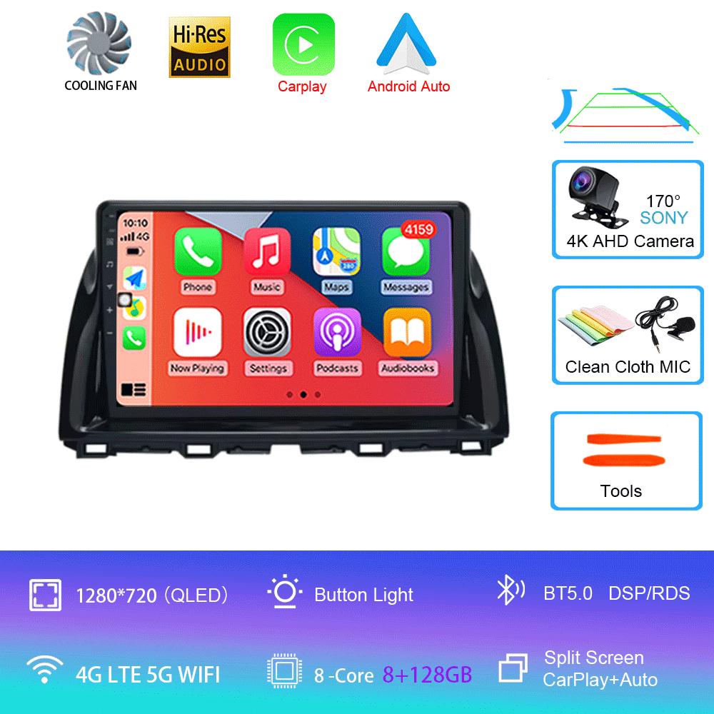 Car Radio Android 14 Carplay Auto For Mazda CX5 2011 - 2016 CX-5 CX 5 Navigation GPS video Player Stereo video DVD WIFI+4G