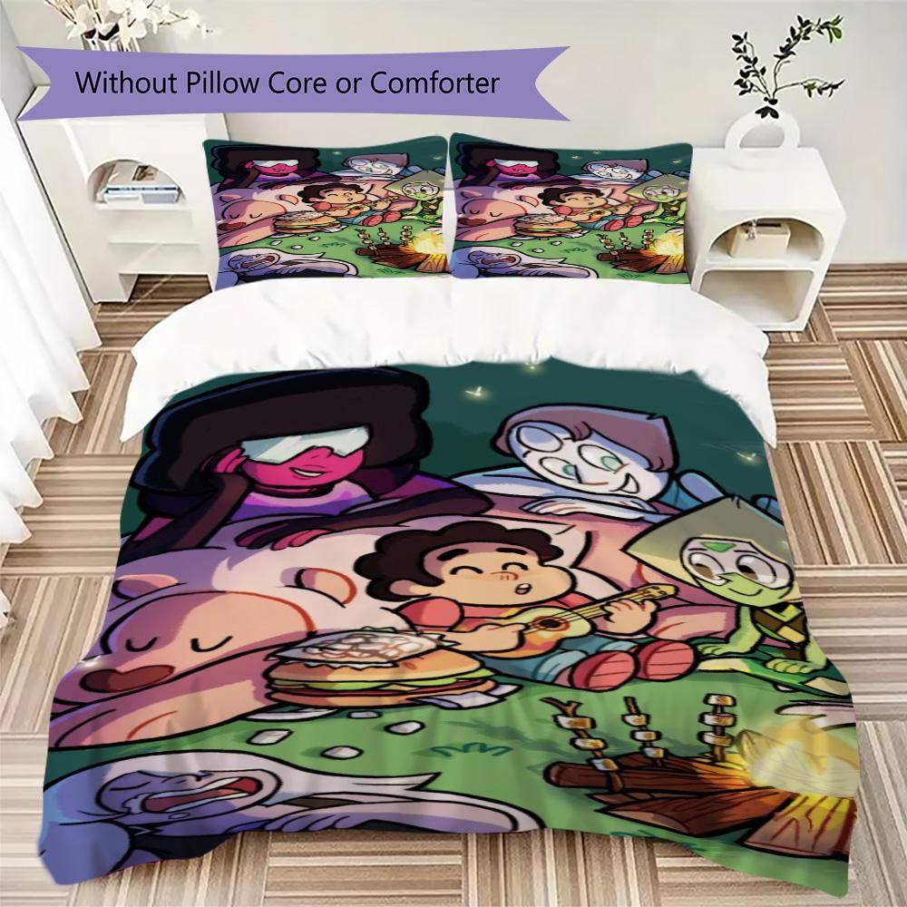 Steven Universe Pattern Bedding,Quilt Set Quilt Cover Pillowcase Home Birthday Gift (1*duvet Cover+2*pillowcase,without core)XSJT0917476