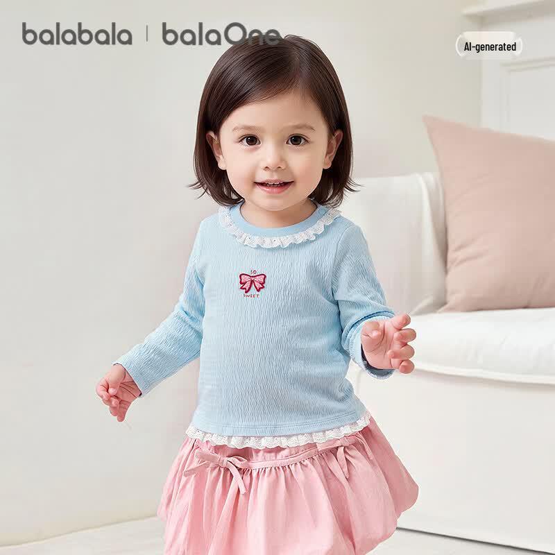 Balabala Girls' Floral Long-Sleeve T-Shirt