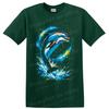 Dolphin Ocean Wave Splash T Shirt Colorful Aquatic Animal Sea Art Graphic Tee