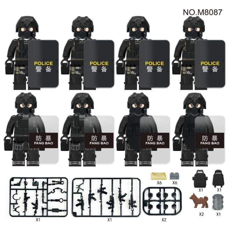 M8087 Negro SWAT Policía de Ciudad en Miniatura Partículas Pequeñas Juguetes Ensamblados Bolsas Militares