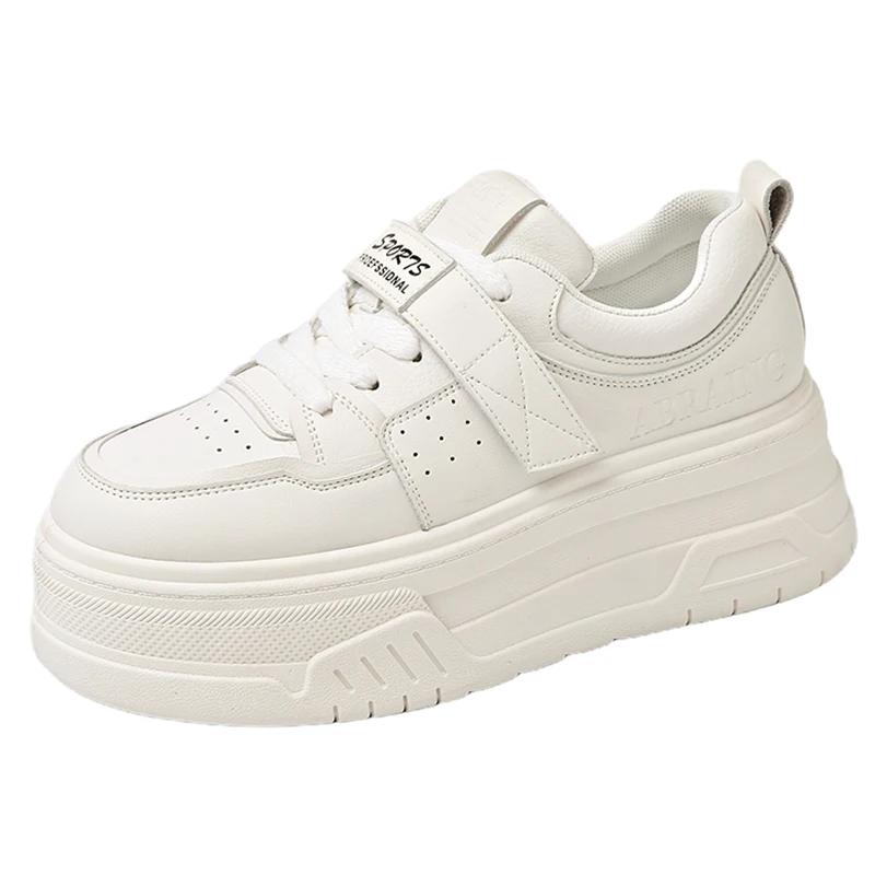 Thick Bottom Vulcanzied Shoes Female Solid Color Chunky Platfrom Sneakers Woman Pu Leather Non-Slip Casual Shoes Spring