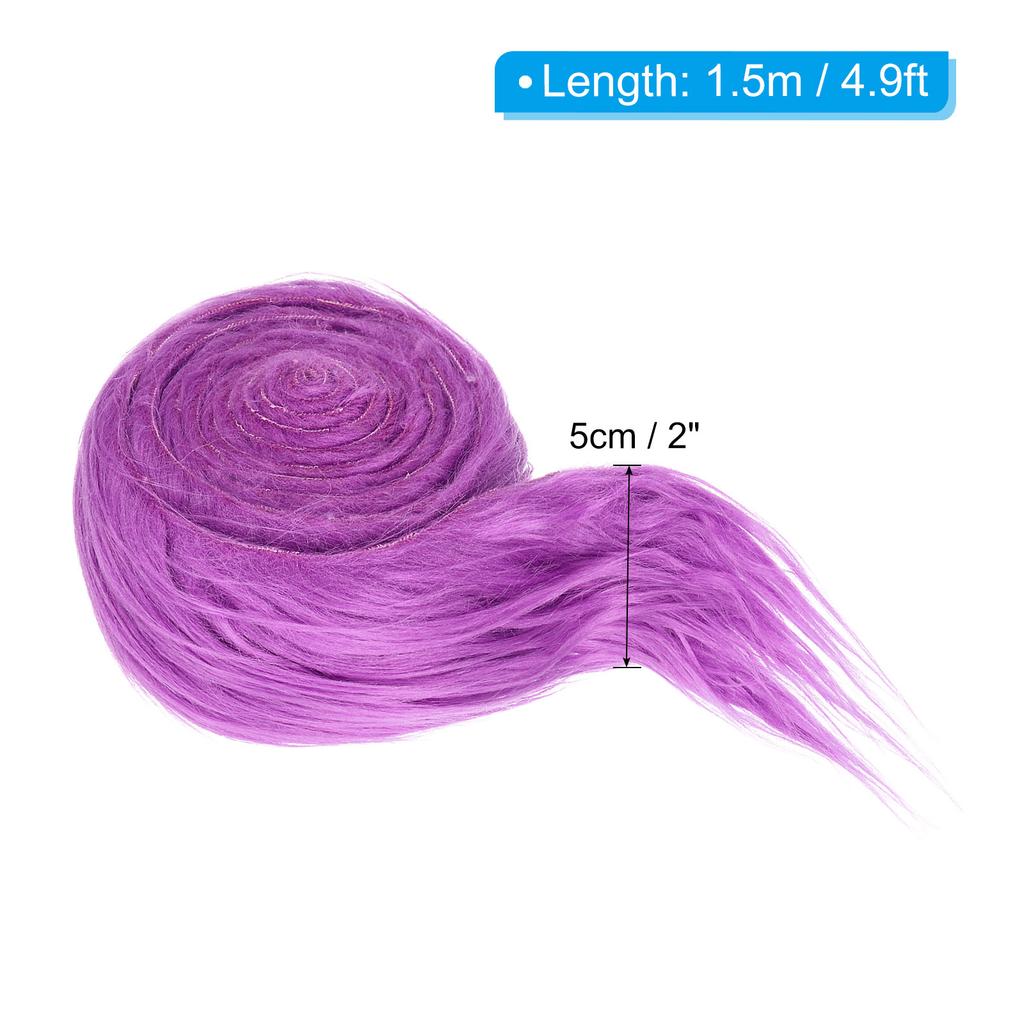 4.9ft x 2 in Faux Fur Fabric Roll, Plush Precut Strips for DIY Craft Christmas Decoration Cosplay Costume