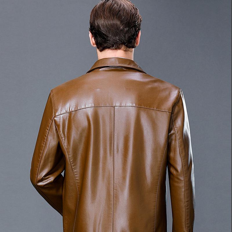 Luxury and High-end New Men's Autumn and Winter Leather Clothing Men's Lapel Sheepskin Leather Clothing Fashion Casual Leather Jacket