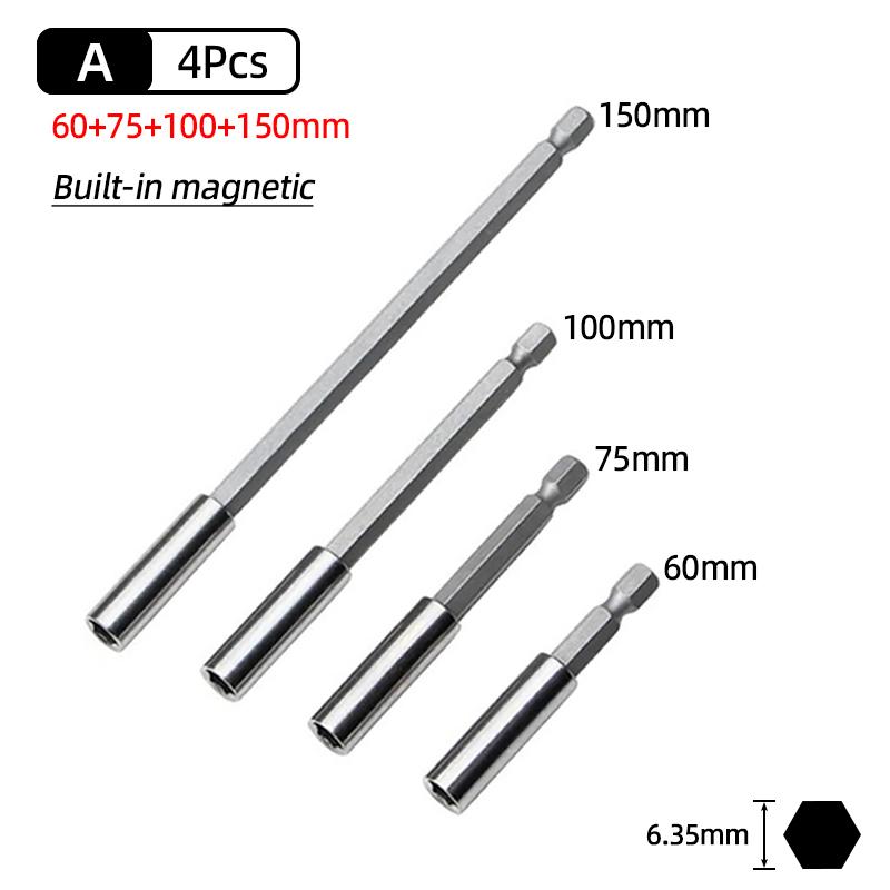 6 Size Extension 1/4 Hex Screw Socket Screwdriver Bit Holder Magnetic Impact Driver Drill Bit Adapter Quick Release Power Tools