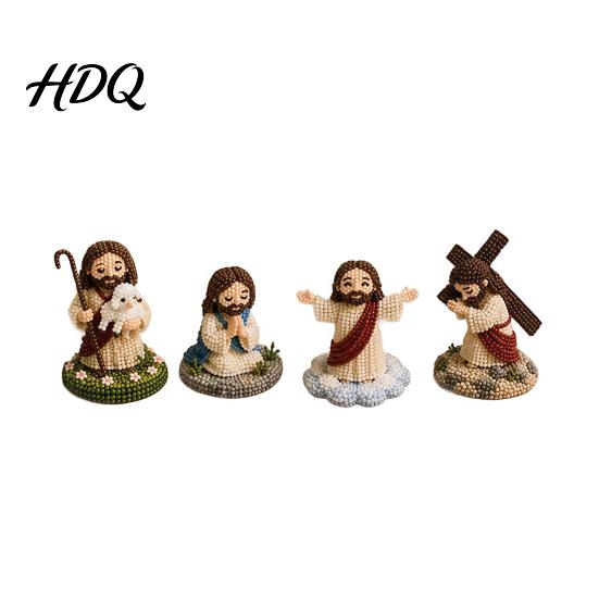 Heimdekoration Bastelset DIY Christliches Perlenbastelset Niedliches 4er-Pack Winzige Perlen-Jesus/Maria Schreibtischdekoration Handgefertigte Mini-Glaubensperlen mit Anleitung