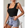 Damen Neues Gestricktes Camisole Top Einfarbige Sexy Unterwäsche Oberbekleidung Ärmelloser Body