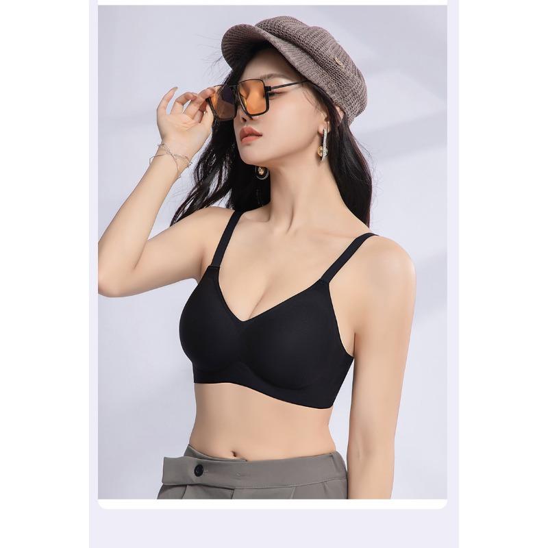 Women Wireless Seamless Push Up Bra For Small Chest Gathering Side Support