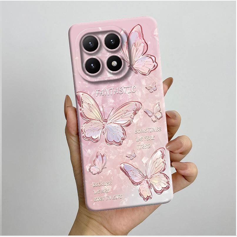 New For Xiaomi 15T Pro 15TPro Xiaomi15TPro Phone Case Aesthetic Pretty Butterfly Flowers Soft Silicone Shockproof Back Cover