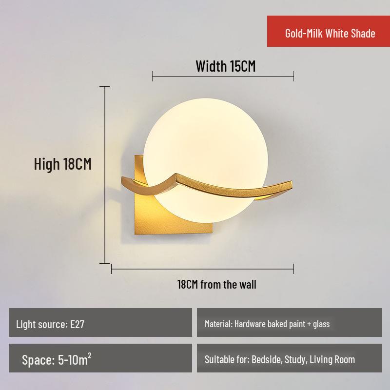 Nordic Style LED Glass Wall Lamp for Bedroom, Hallway & Living Room