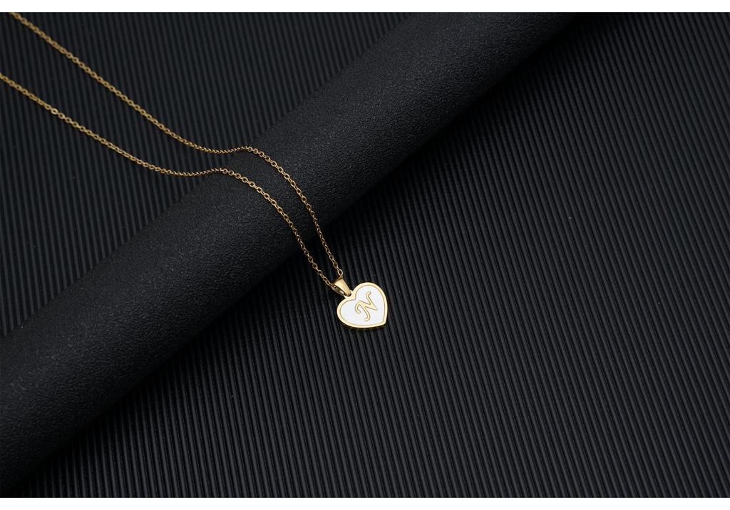 Gold Shell Pendant Necklace with English Alphabet - European & American Trend In Titanium Steel Chain