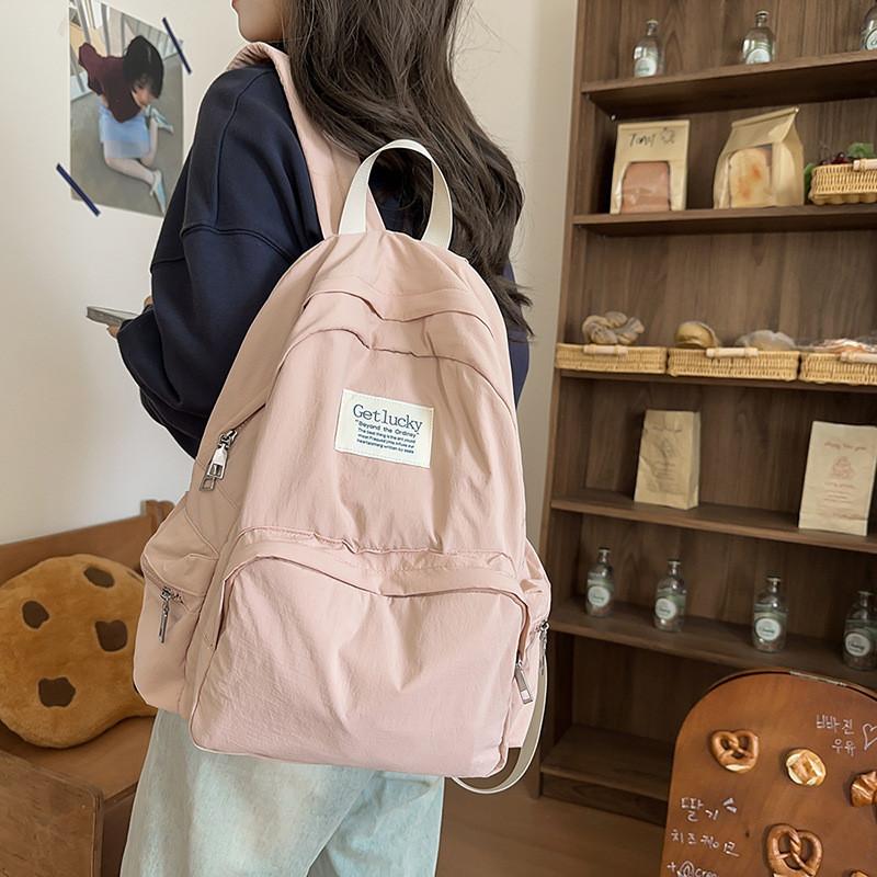 Nylon School Backpack With Breathable Air Cushion Straps For College Students
