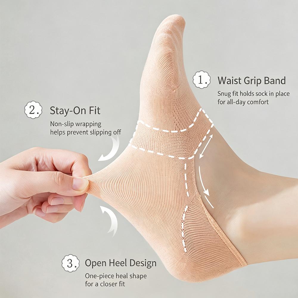 2 Pairs Women Invisible No Show Socks, Mesh Breathable Cotton Liner Socks, Non Slip Low Cut Boat Socks for Summer Daily Wear