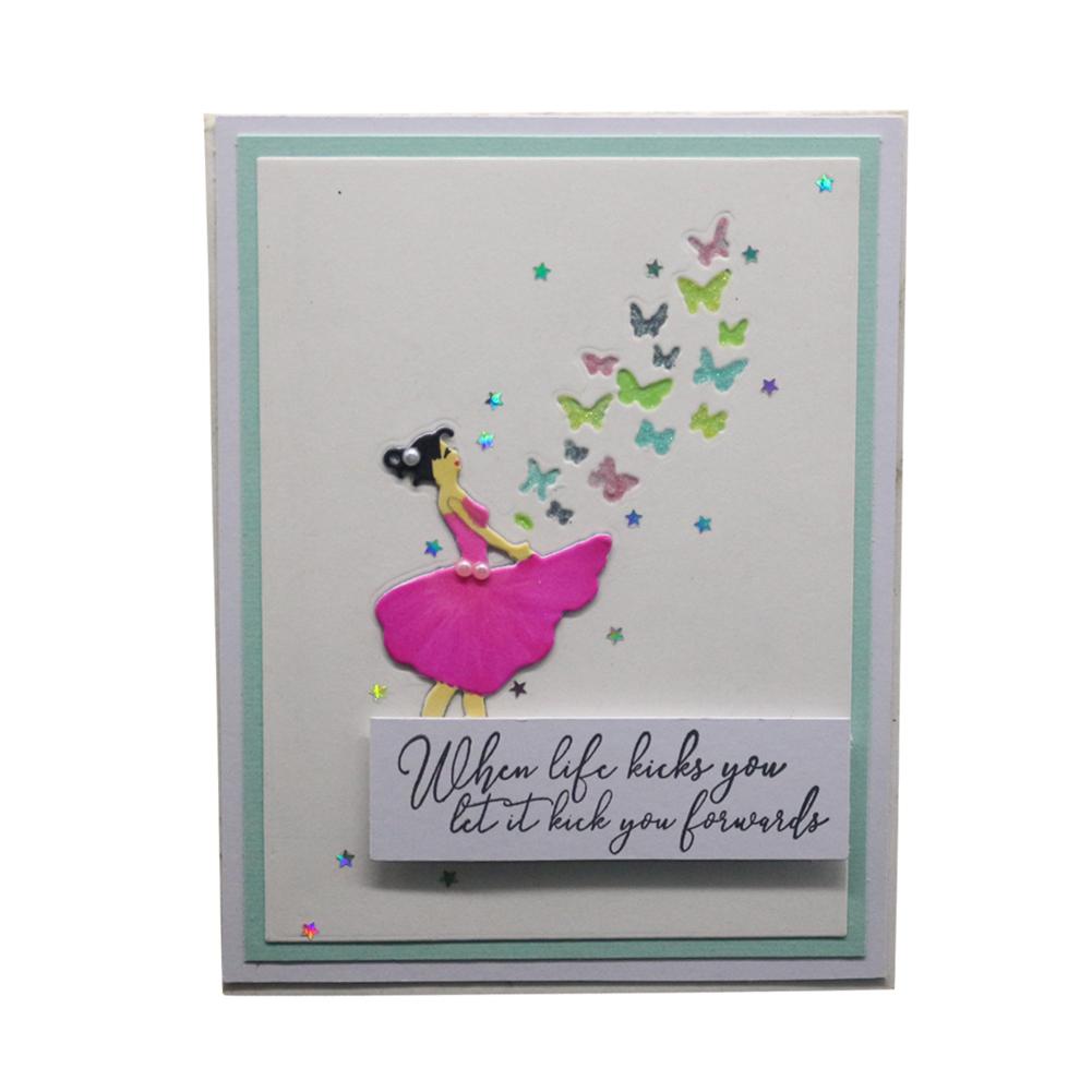 Ladies Release Butterflies Frame Metal Silvery Stencil Embossing Cutting Dies For Diy Scrapbooking Paper Album Cards Making