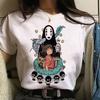 Studio Ghibli Spirited Away Hayao Miyazaki Kawaii T-skjorte med trykk for kvinner Harajuku Estetisk T-skjorte Hvite topper Anime T-skjorte for kvinner