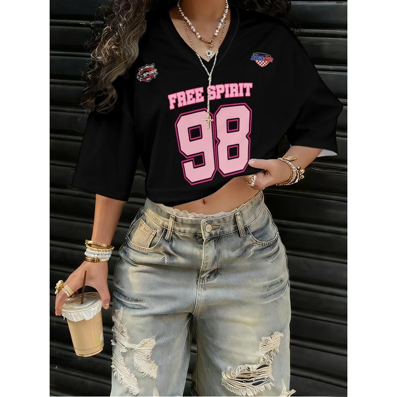 Design sense American thin navel base minimalist European and American fashion jersey versatile trendy digital printing retro S