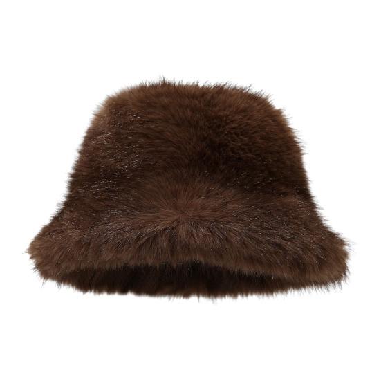 Winter Basin Hat Solid Color Thickened Soft Plush Warm Bucket Hat Windproof