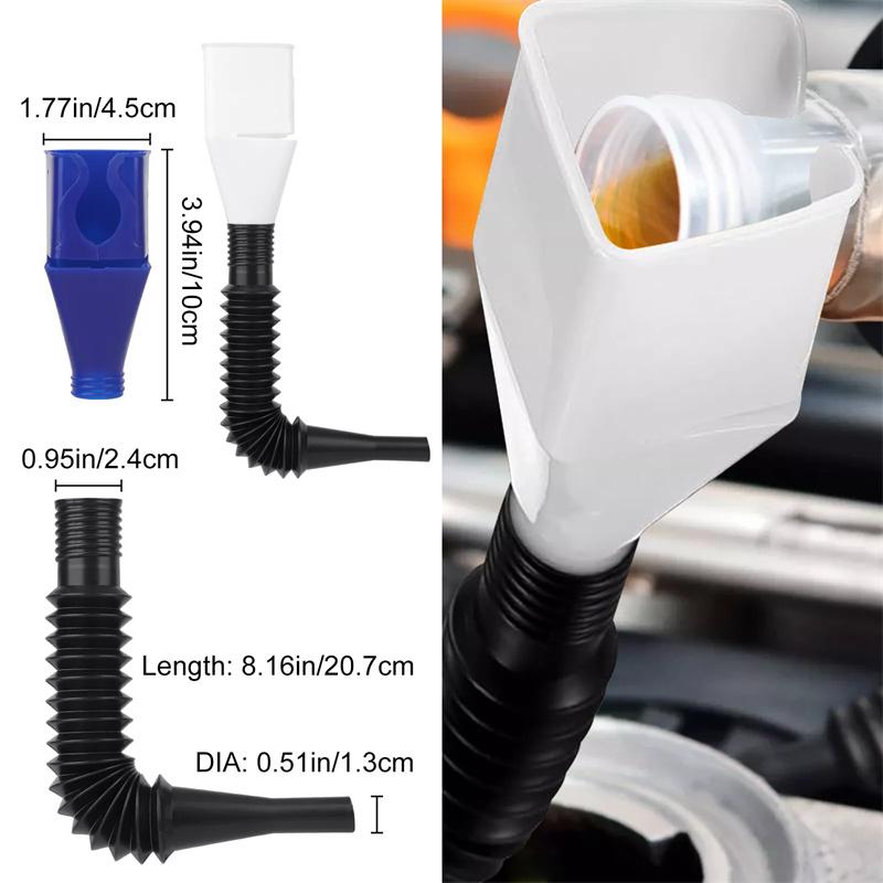 Set di 10 imbuti per auto, imbuti per olio a collo lungo in plastica, imbuto a scatto, imbuti ad angolo retto, imbuti per carburante a bocca larga