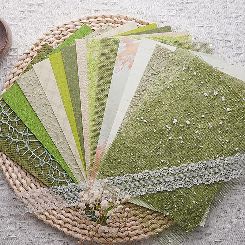 15Pcs Handmade Scrapbook Art Paper Craft Textured Paper Colorful A5 sheet Mesh Special Paper Mix for Scrapbooking Junk Journal Journaling Supplies