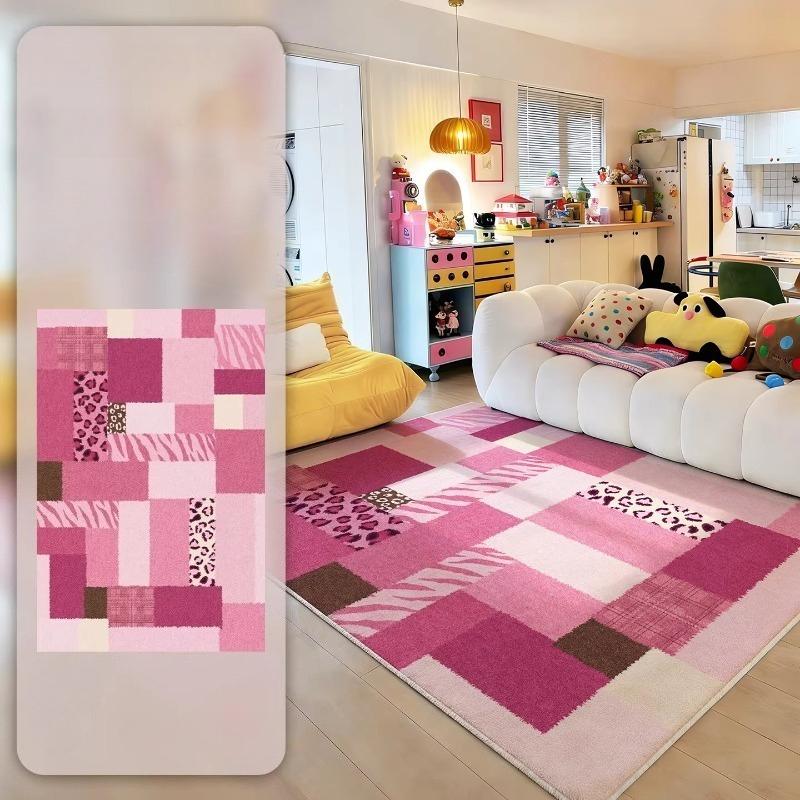 Irregular Pink Dopamine Living Room Carpet Home Decor Sofa Coffee Table Non Slip Floor Mat Bedroom Bedside Soft Comfortable Rug