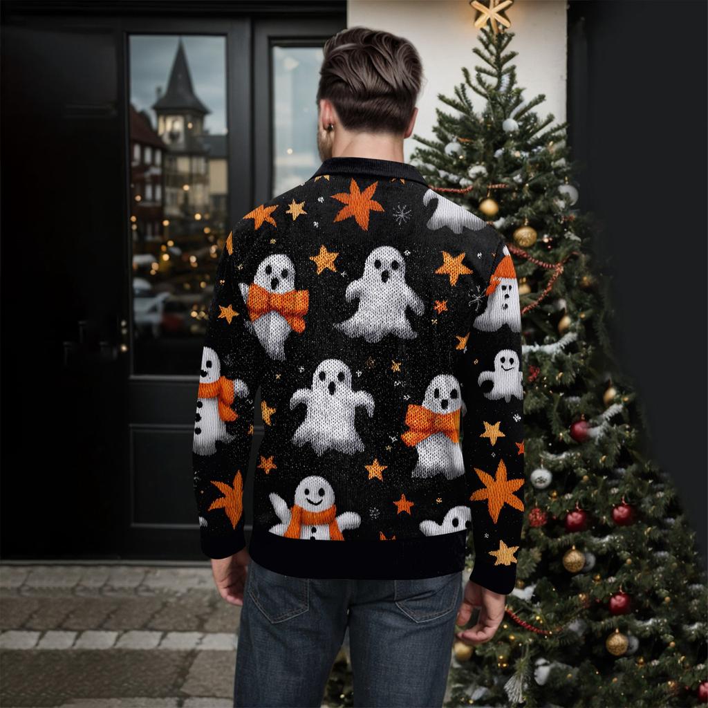 Men's Halloween Printed Corduroy Button Shirt