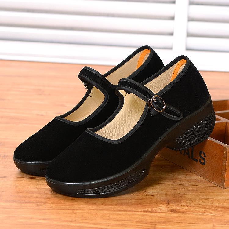 Dance Shoes High Heel Black Generation Classic Vintage Cloth Shoes Waiter Shoes