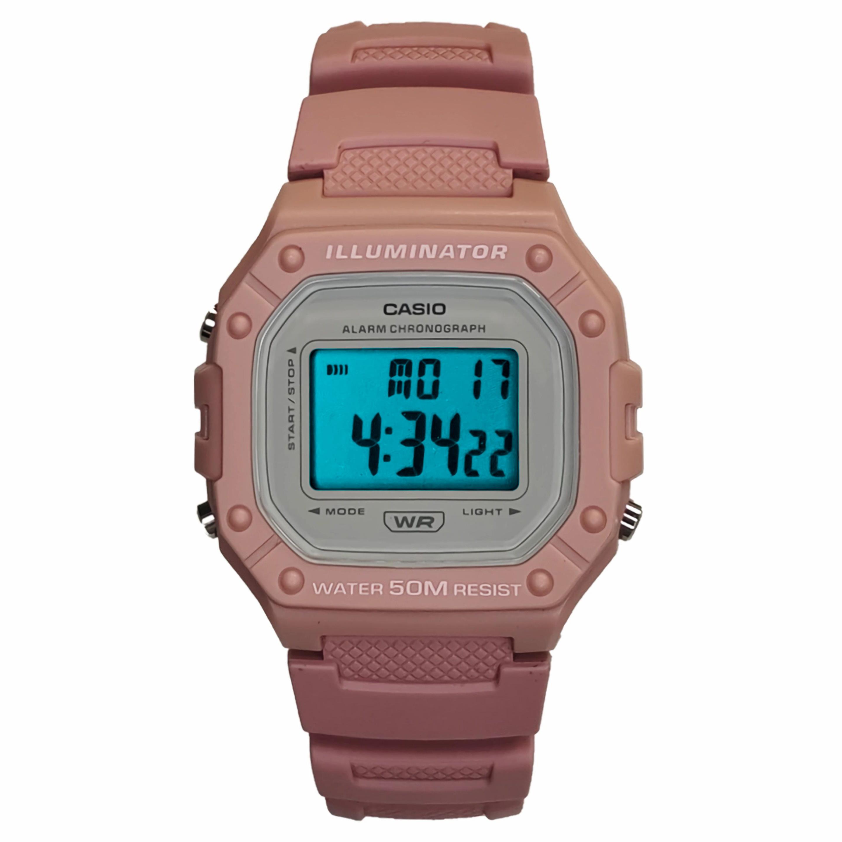 CASIO Unisex YOUTH Pink Watch W-218HC-4AV(Watch3--) Cyan Lens