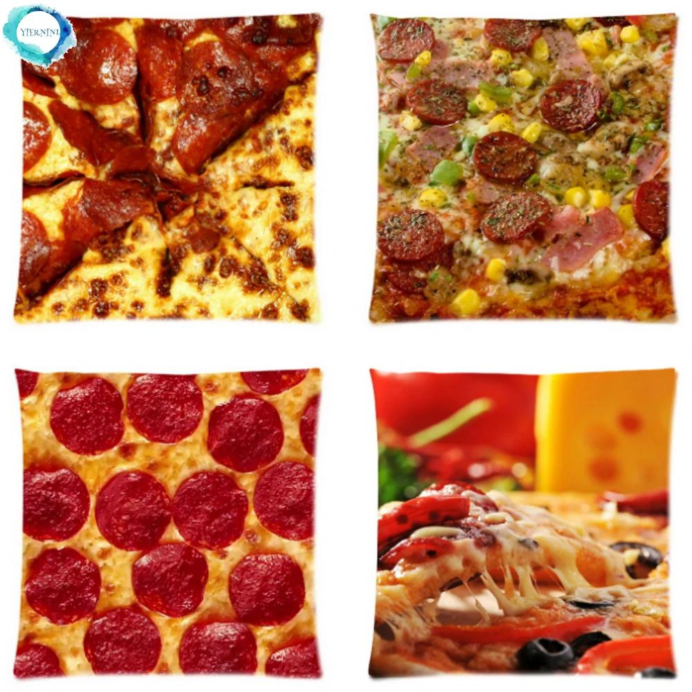 Exquisite Fashion Items Unisex Food Cheese Pizza Pattern Polyester Decorative Cushion Cover Sofa Throw Pillow Case Home Car Decor 45X45cm Almofadas Decorativas