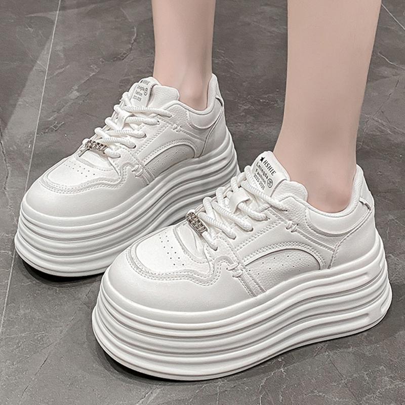 Women 7CM Platform Sneakers Simple Design Shoes Lace Up Casual Comfortable Shoes Trend Female Outdoor High Quality Sneaker 35-40