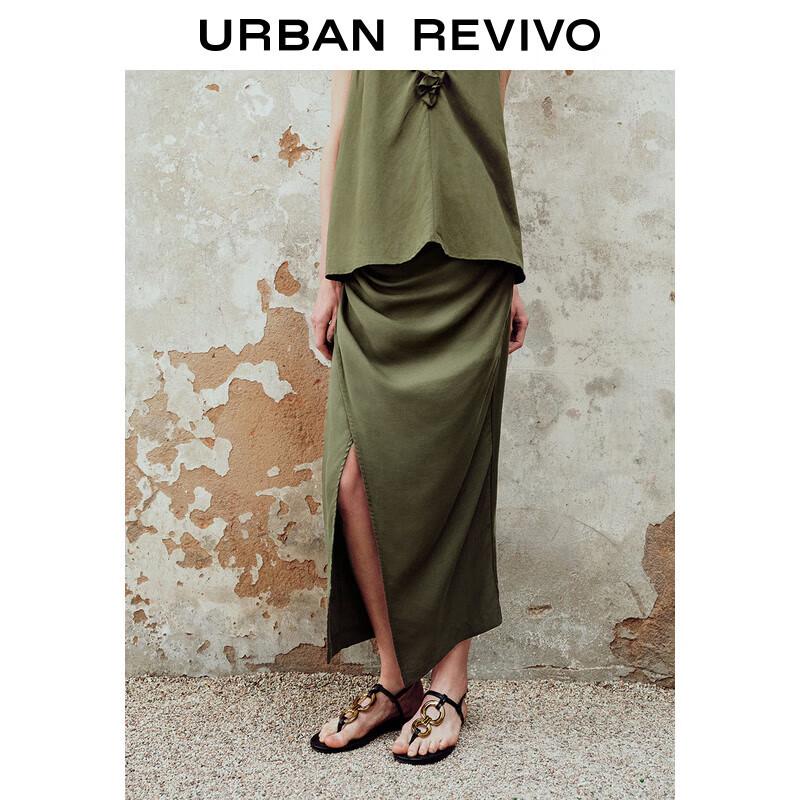 UR Women s Modern Chic Pleated Side Slit Straight Skirt XS