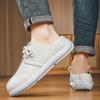 Platform Open Back Casual Shoes Half Shoes for Men Mules White Backless Loafers Slippers Closed-toe Slides Sandal Slip On Flats