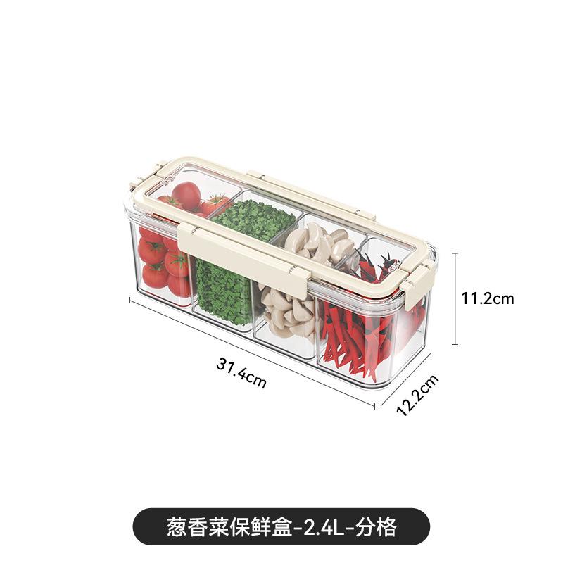 Kitchen scallion coriander storage box, refrigerator vegetable fresh-keeping box, portable food grade ginger garlic hanging noodles