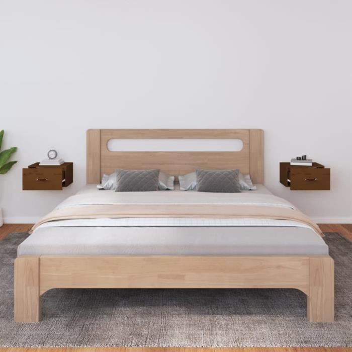 820993 vidaXL Tables de chevet murales 2 pcs Marron miel 40x29,5x22 cm