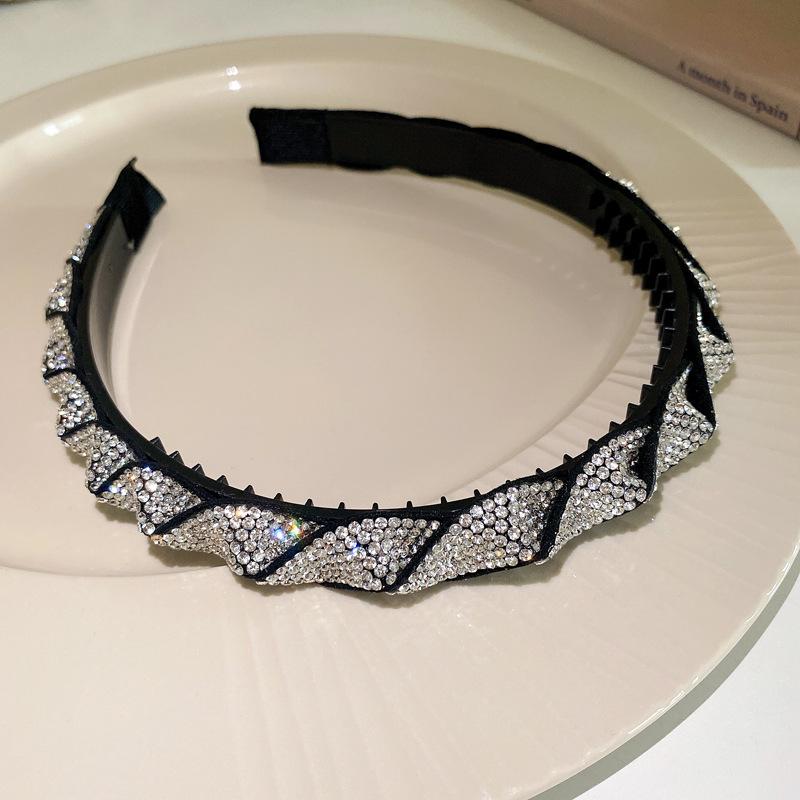 Fashion Retro Full Diamond Bow Headband Heavy Industry Niche Design Sense Headband Temperament Advanced Sense Hair Accessories Women