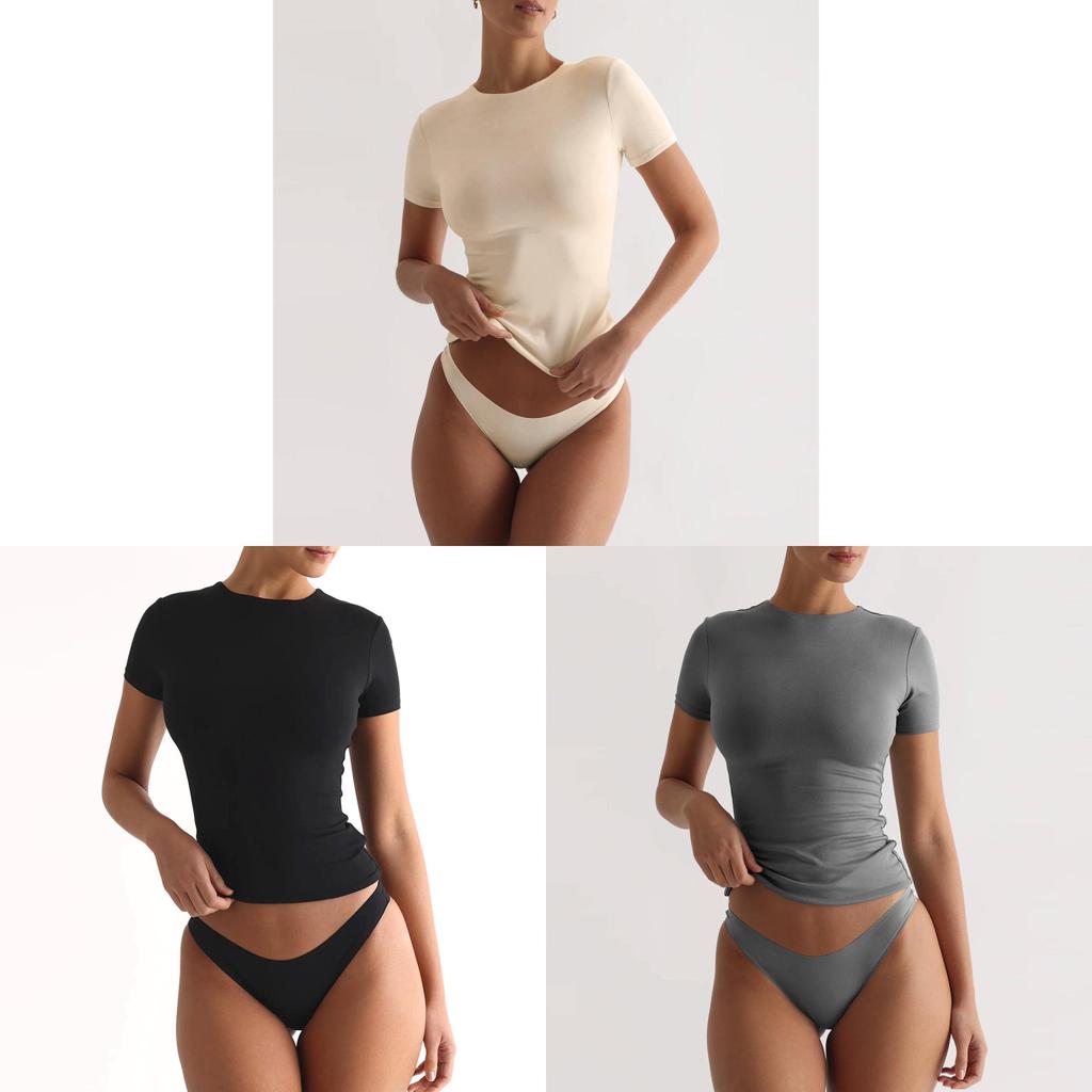 T Shirt Women Casual Slim Fit Polyester Short Sleeve Streetwear For Daily Wear