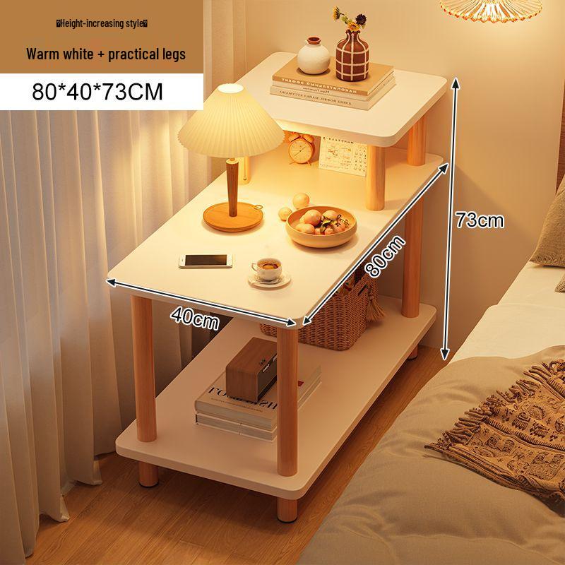 Compact Bedside and Coffee Table with Storage Shelf for Small Spaces