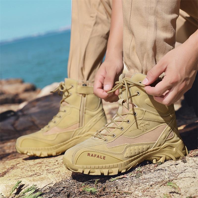 Stivali Tattici Militari da Uomo Taglie Forti 39-46 Forze Speciali Taglio Alto Esercito Combattimento nel Deserto Colore Sabbia Pelle Scarpe da Lavoro