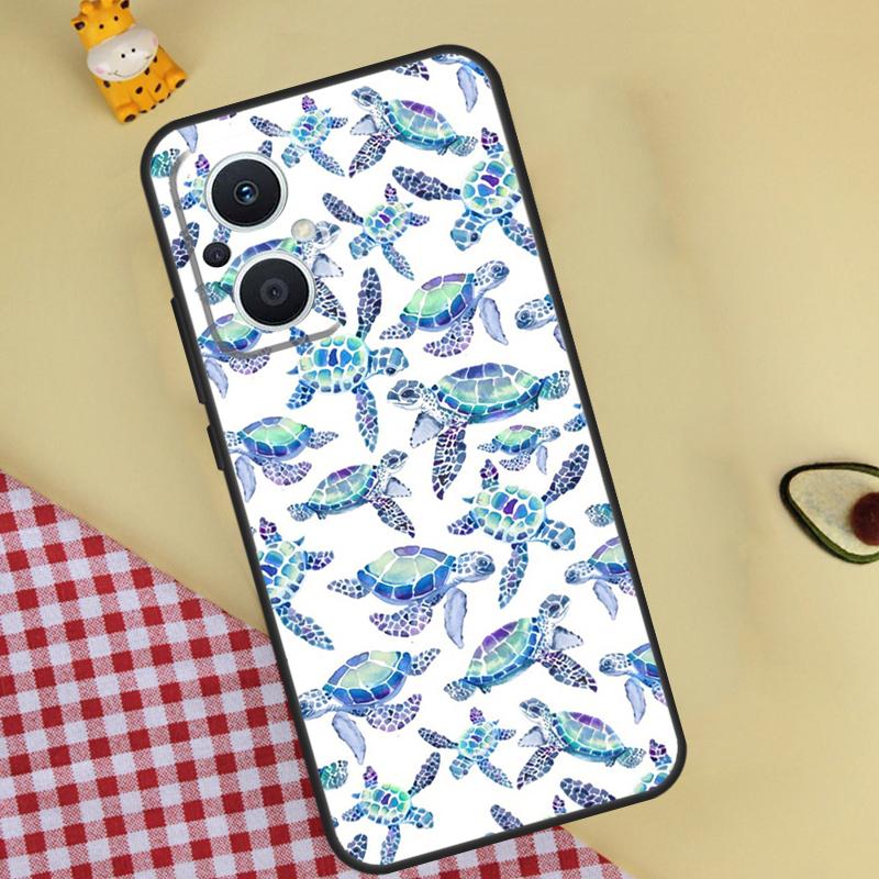 Cute Turtles Painted Phone Case For OPPO Reno 12 12F 13 13F 11 8T 7 8 10 Pro OPPO Find X8 X6 Pro X3 X5 Lite Cover