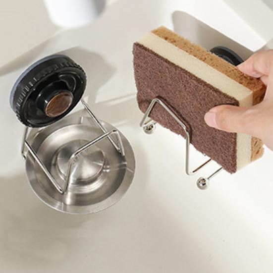 Suction Cup Sponge Holder Quick Drain Sponge Organizer Stainless Steel Removable Sponge Drying Rack for Kitchen Sink Bathroom