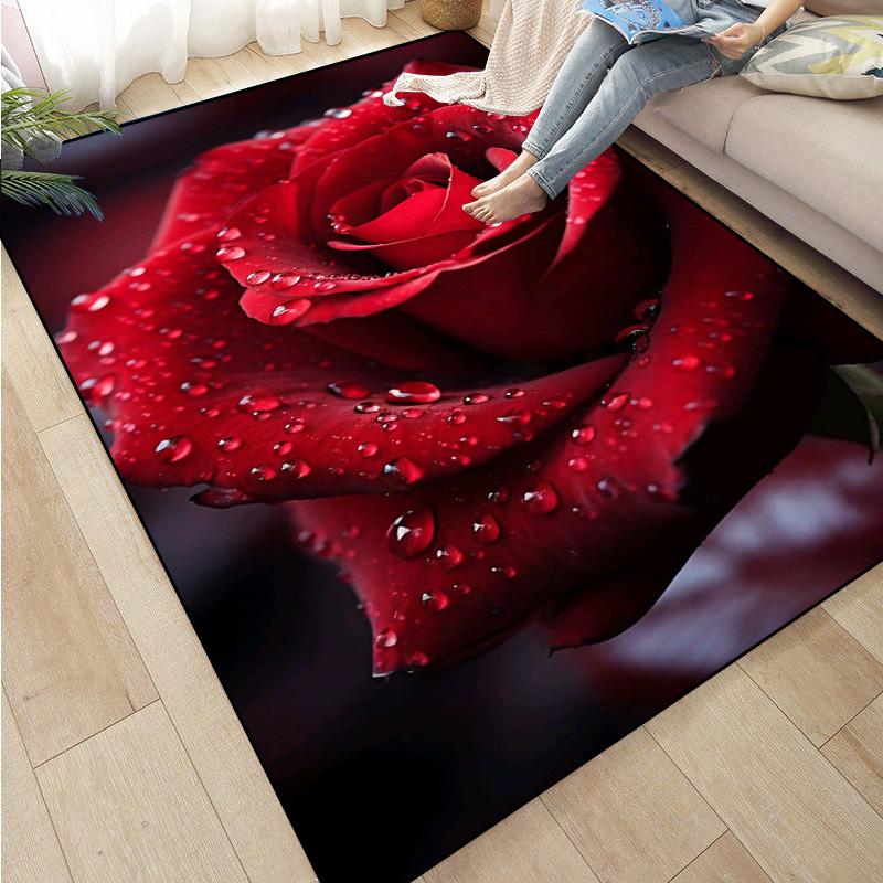 Colorful Flower Area Decoration Rose Sunflower Daisy Peach Blossom Floor Mat Living Room Sofa Rugs carpet