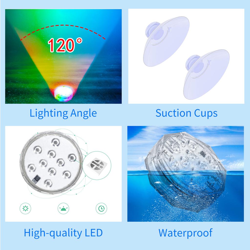Submersible LED Lights with Remotes RGB 15 Colors Waterproof Pond Lights Underwater Lights for