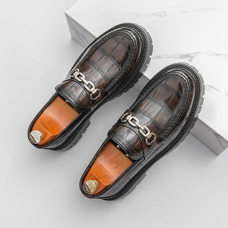 2026 New Men's Casual Leather Loafers Chunky Sole Fashion Business Shoes Like Slip On Shoes for Casual Outdoor Walking Shoes