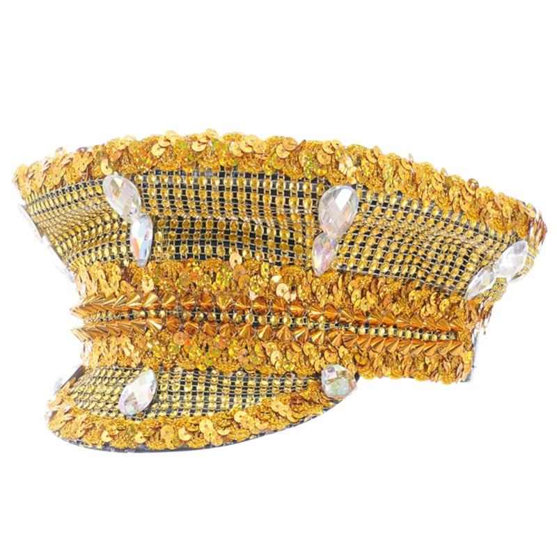 Sparkly Crystals Captain Hat Sailor Hat for Bachelorette Party Stage Dancing