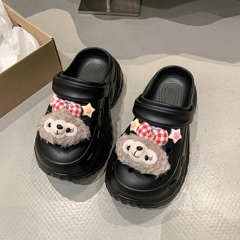 

Домашние тапочки из ЭВА, модные для ношения в помещении и на улице, нескользящие, дезодорирующие, прохладные тапочки, домашние тапочки на толстой подошве, обувь с отверстиями 35/36