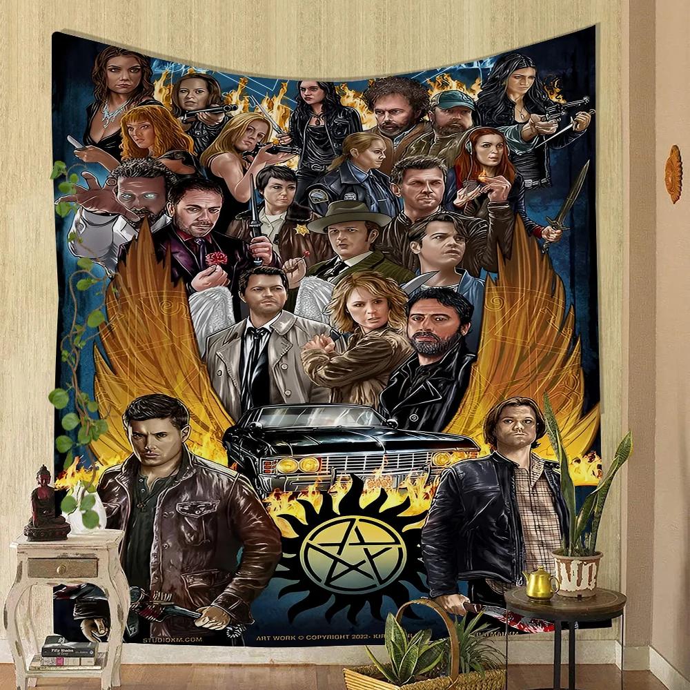1PC TV Play Series Supernatural Movie Tapestry Printed Large Wall Tapestry Art Science Fiction Room Home Decor Decor Blanket