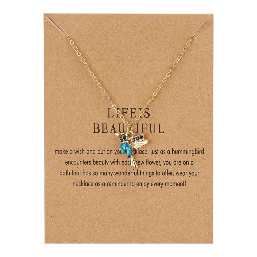 

Hummingbird Crystal Necklaces Fahion Gold Color Chain Cute Bird Necklaces Pendants Women Girls Charm Choker Party Jewelry Gift