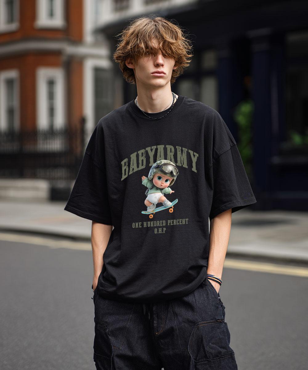 One Hundred Percent Ohpxvorin4 Baby Army Semi-Oversized Short Sleeve Tee White/Xl(105)