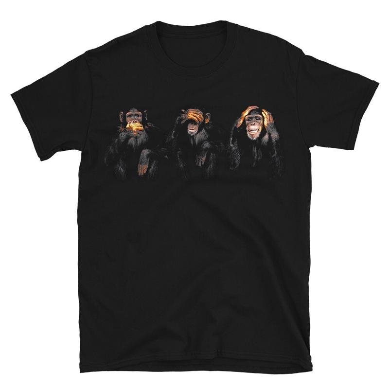 See No Evil Hear Speak Monkeys T Shirt Funny Cotton Adult